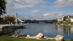 North Lake in Irvine with surrounding homes