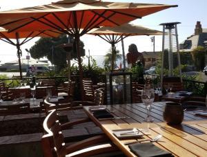 Outdoor patio dining setup at Sapphire in Laguna Beach