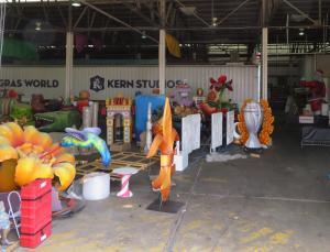 Mardi Gras floats inside the Mardi Gras World warehouse