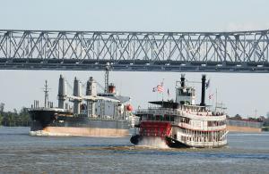 The Steamboat Natchez sailing on the Mississippi River