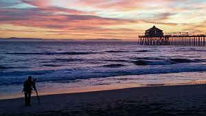 A beautiful sunset at Huntington Beach, California