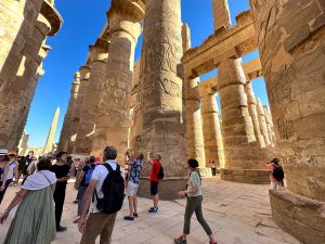 A view of the colossal pillars inside Karnak Temple