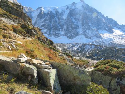 View of snow capped peaks from the cable car