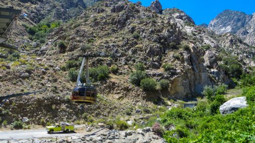Palm Springs Aerial Tramway car approaching the mountain station