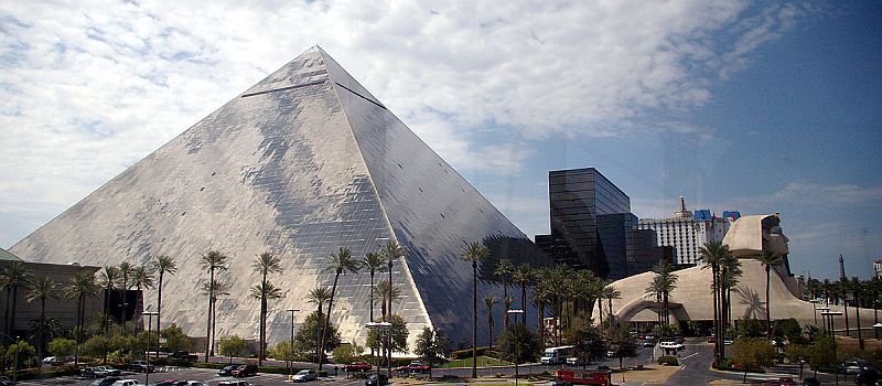 Luxor Hotel and Casino in Las Vegas, featuring a glass pyramid