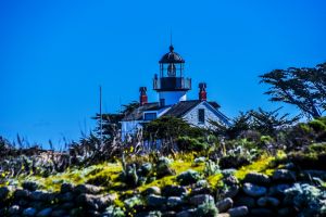 White and black Point Pinos Lighthouse
