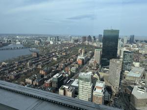 A sweeping 360-degree view of the Boston skyline from the View Boston observation deck