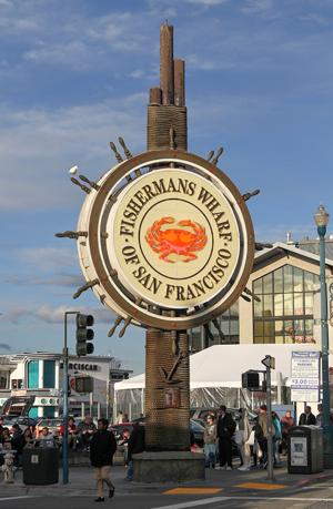 Sign for Fisherman's Wharf, a famous San Francisco tourist area