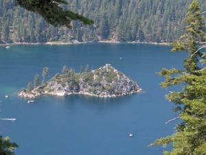View of Fannette Island and Emerald Bay from the viewpoint