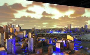 The 270-degree immersive theater at View Boston with panoramic screens